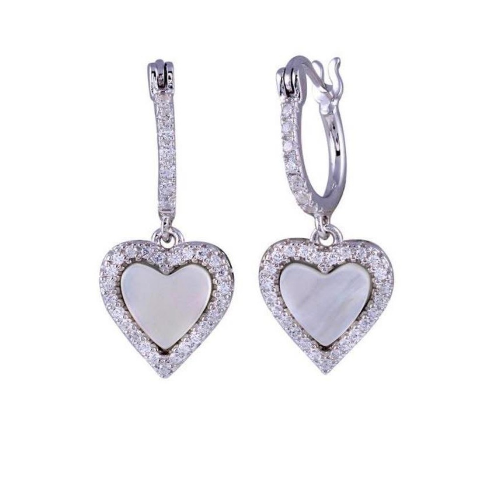 Dazzling Silver Heart Drop Earrings